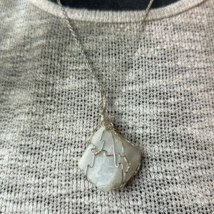 Raw Moonstone Wire Wrapped Necklace